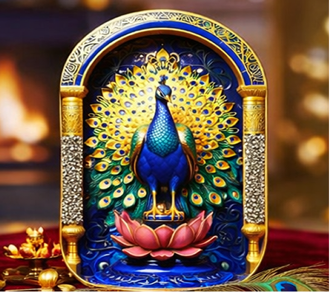 Lapis Lazuli Pyrite Peacock Frame 